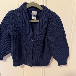 Hanna Andersson navy blue cardigan in combed cotton